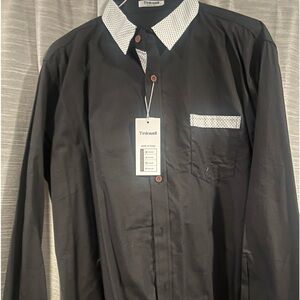 Black button up with polkadot accents